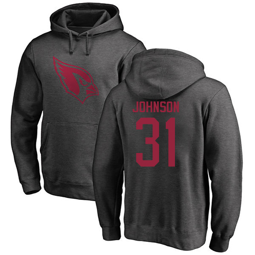 Arizona Cardinals Men Ash David Johnson One Color NFL Football 31 Pullover Hoodie Sweatshirts